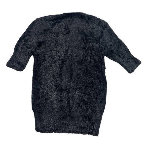 Anthropologie Knitted & Knotted Eyelash Sweater Womens Small 1/2 Sleeve Black - Picture 9 of 13